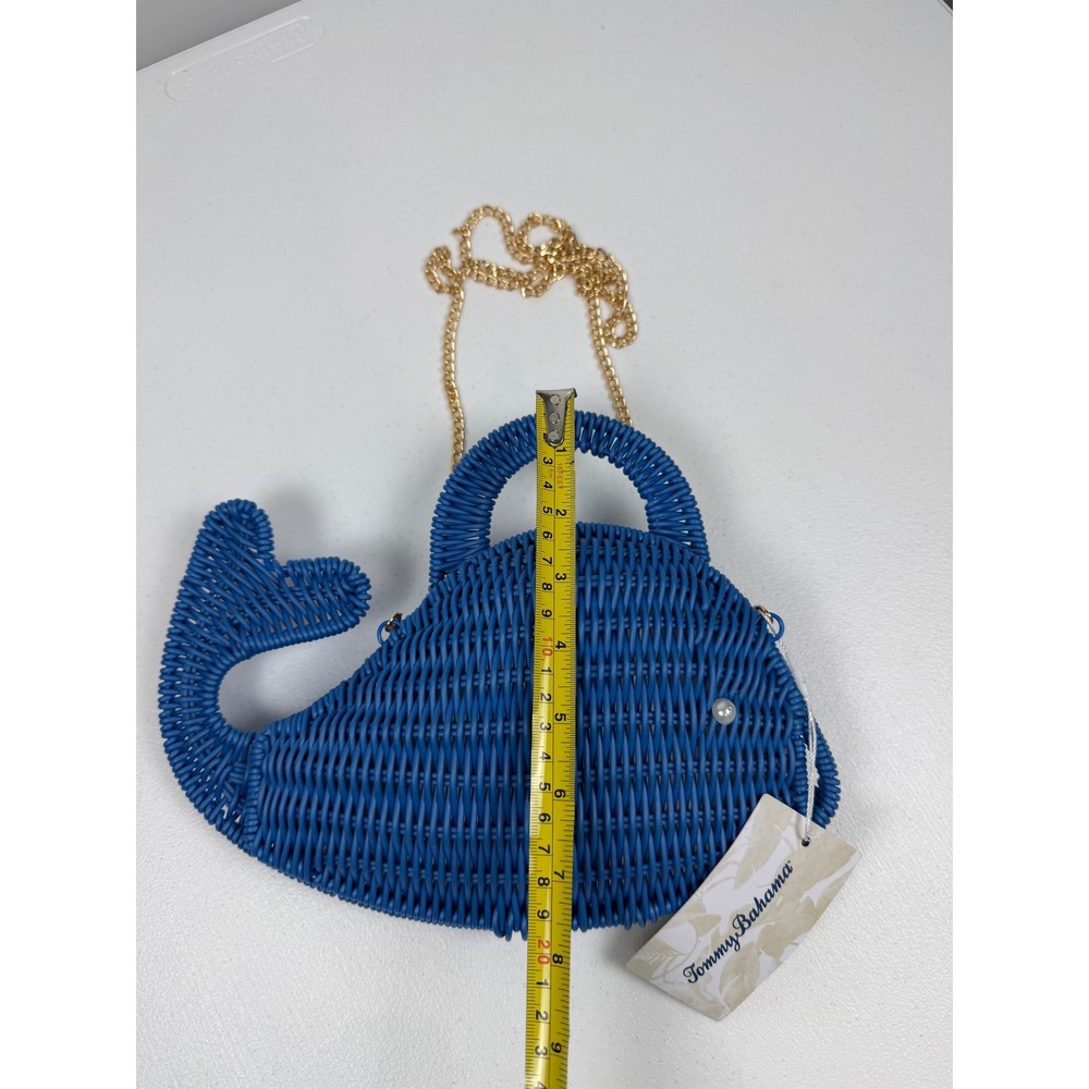 New Tommy Bahama Navy Blue Raffia Wicker Whale Crossbody Bag Woven Purse NWT - Picture 6 of 10